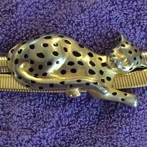 Doreen Ryan Vintage Gold Belt w/ Leopard Closure